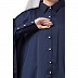 Designer Shirt style Kaftan with inner abaya- Navy Blue-White
